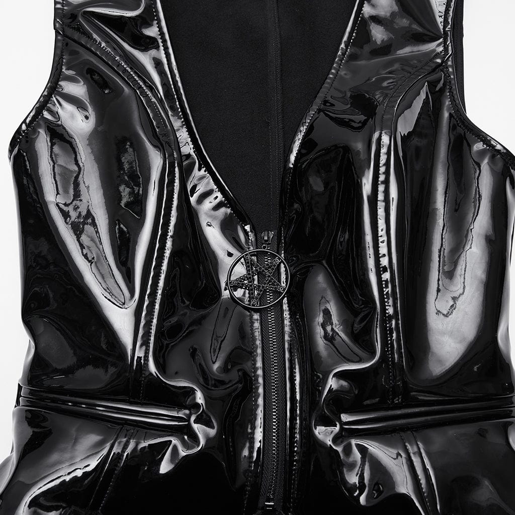 Women's Gothic Buckle Strip Faux Leather Vest - Image 6