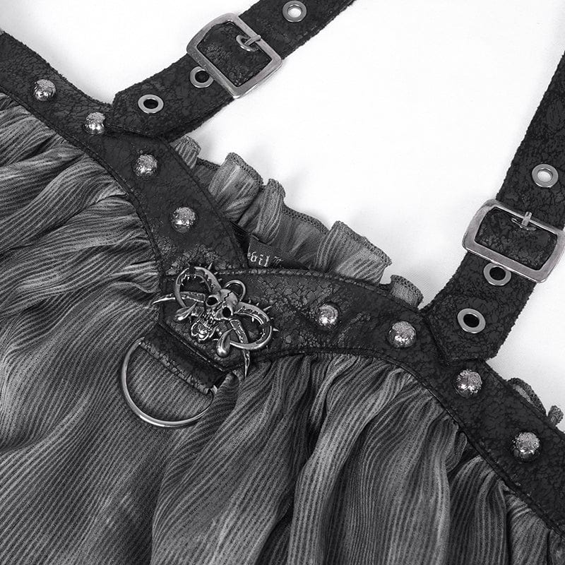 Women's Gothic Buckle-up Halter Long Sleeve Blouses - Image 10