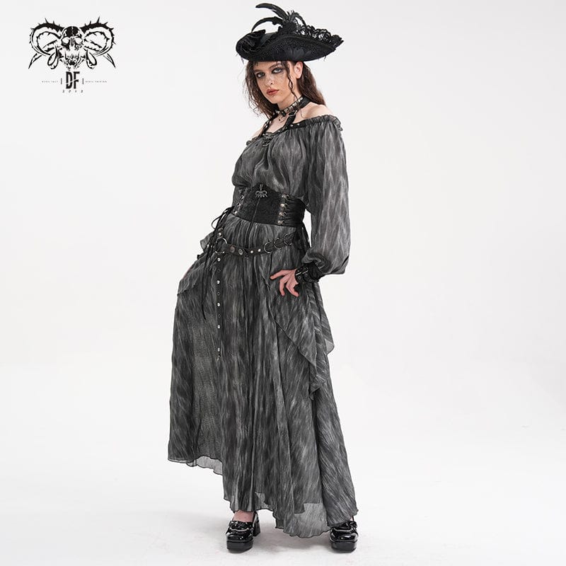 Women's Gothic Buckle-up Halter Long Sleeve Blouses - Image 6