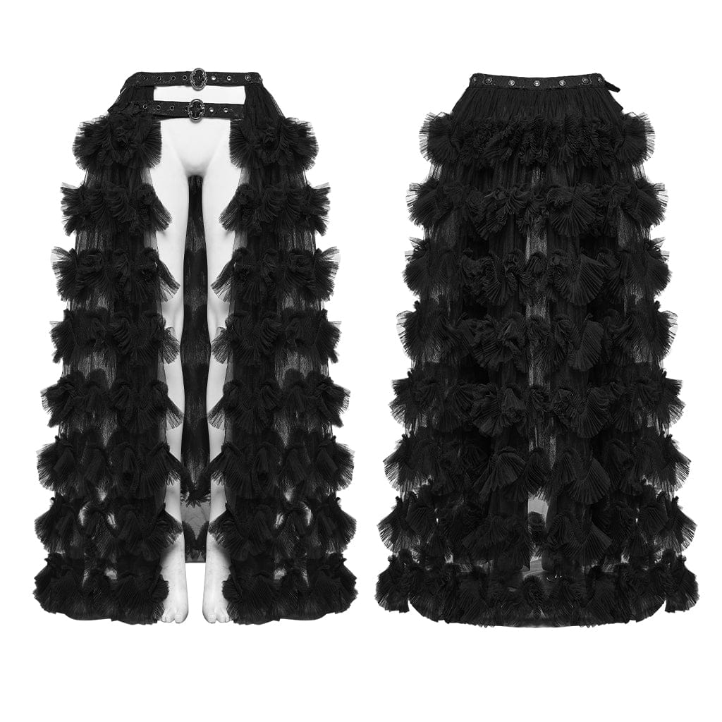 Women's Gothic Buckle-up Multi Layered Long Skirt - Image 5