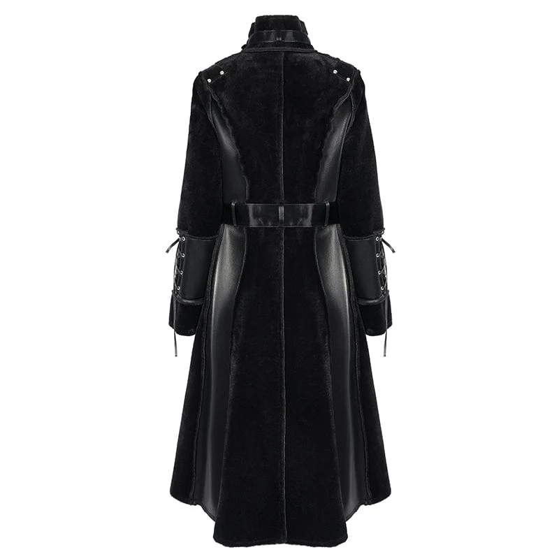 Women's Gothic Buckle-up Studs Eyelets Coat - Image 9