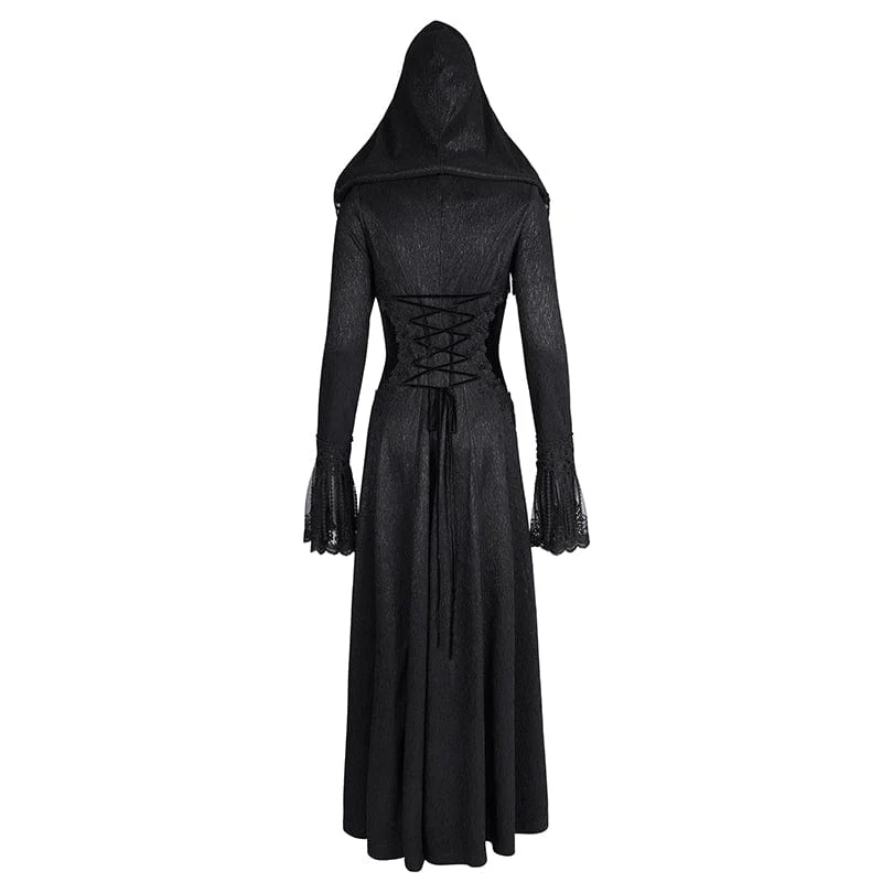 Women's Gothic Buckle-up Tassels Jacket with Hood - Image 9