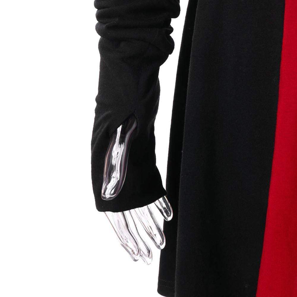 Women's Gothic Buckles Full Sleeved Hooded Irregular hem Cardigan Coats - Image 9