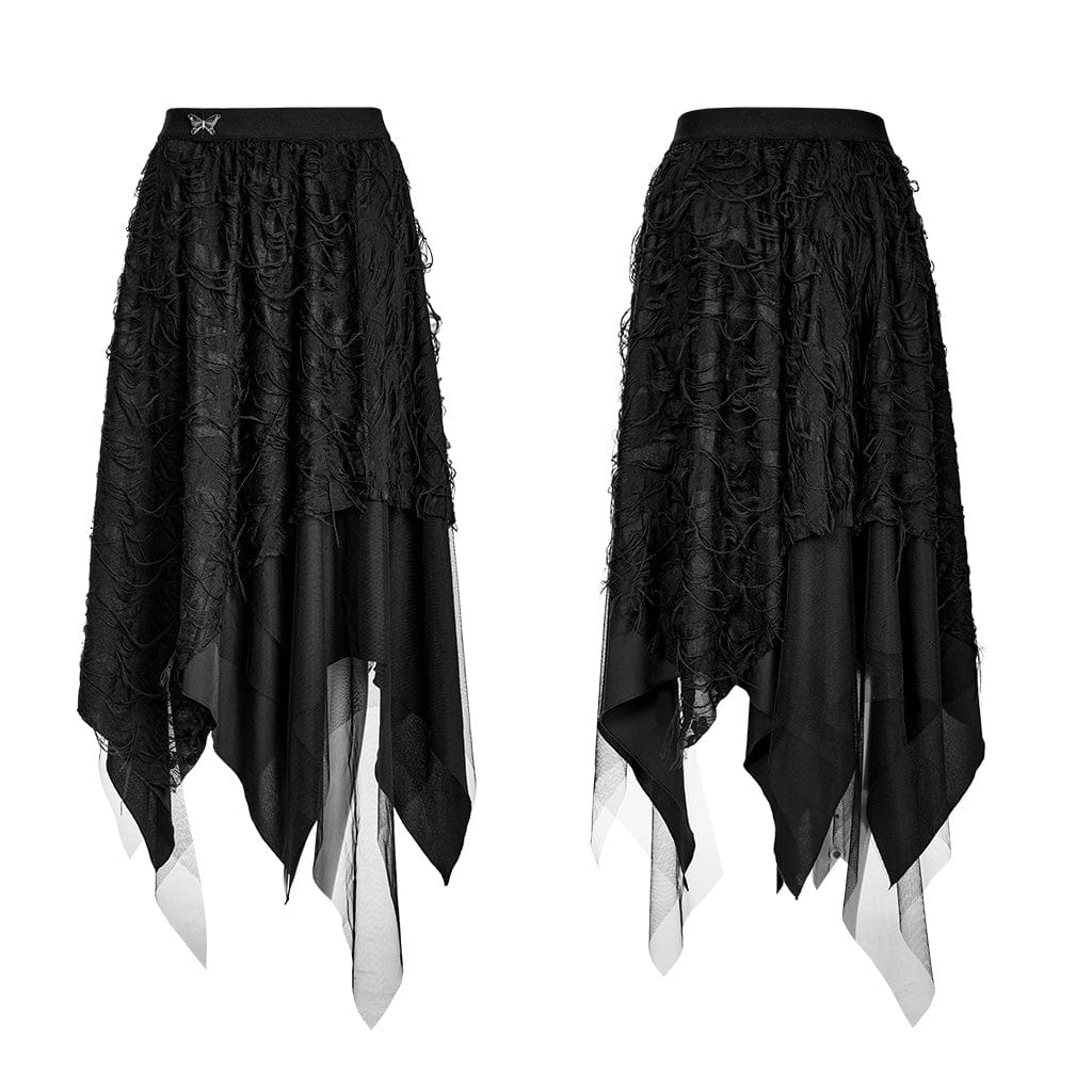 Women's Gothic Butterfly Ripped Irregular Hem Skirt - Image 5