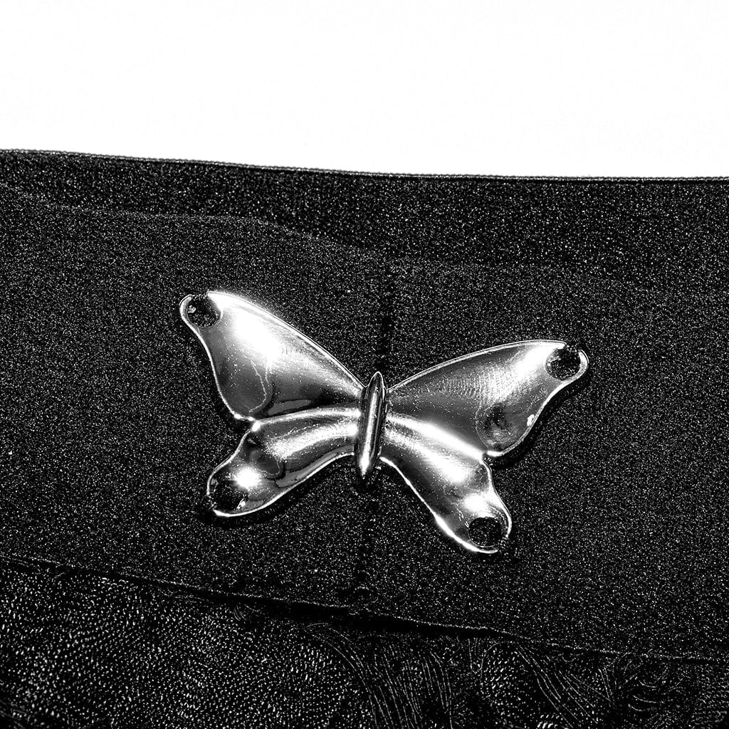 Women's Gothic Butterfly Ripped Irregular Hem Skirt - Image 7