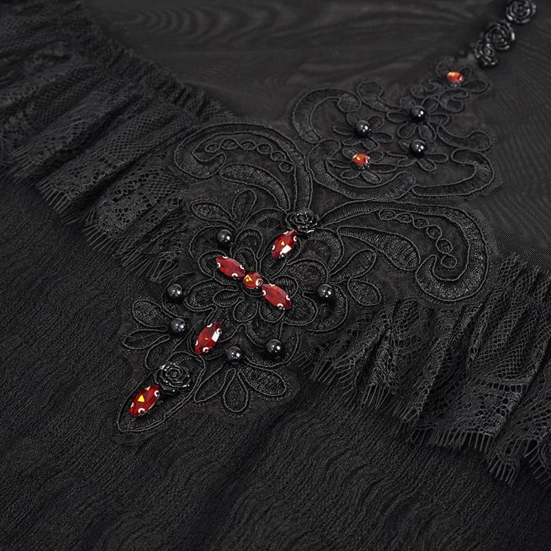 Women's Gothic Cape Sleeved Lace Ruffles Shirt - Image 10