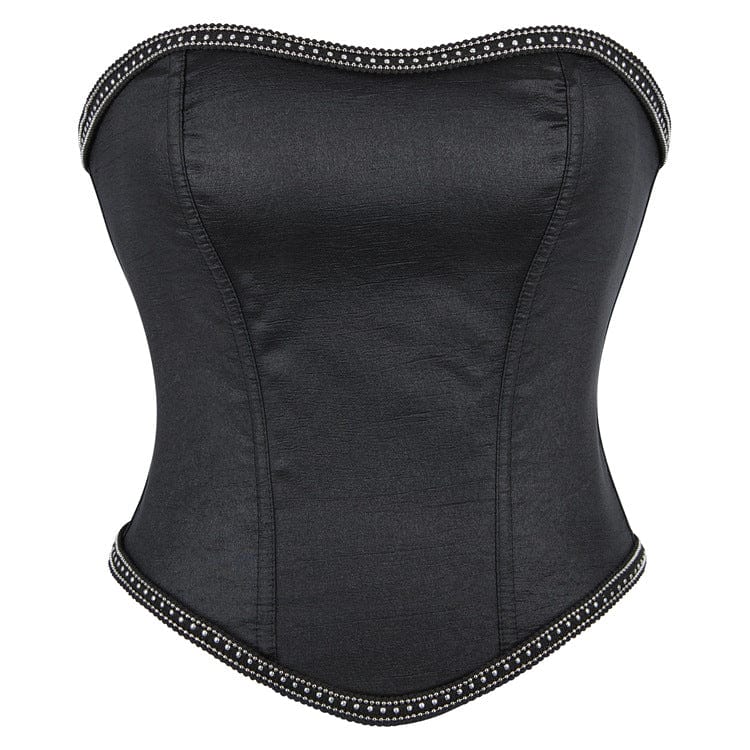Women's Gothic Chain Edge Zipper Overbust Corset