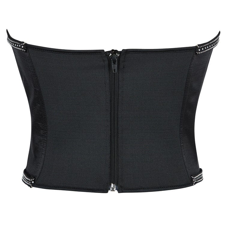 Women's Gothic Chain Edge Zipper Overbust Corset - Image 4