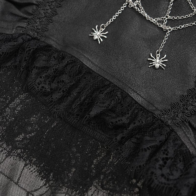 Women's Gothic Chain Mesh Lace Irregular Hem Skirt - Image 11
