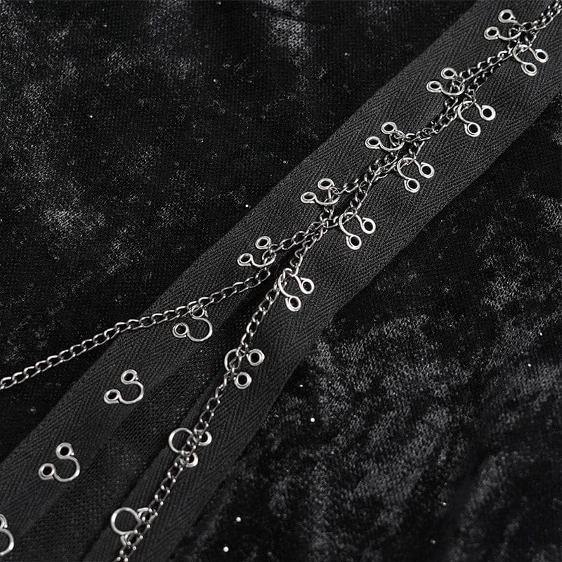 Women's Gothic Chained Plunging Split Maxi Dress Wedding Dress - Image 12