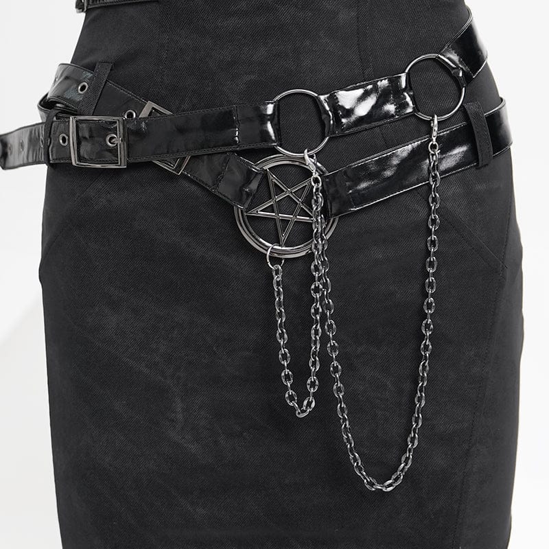 Women's Gothic Chains Buckle-up Maxi Dress - Image 10
