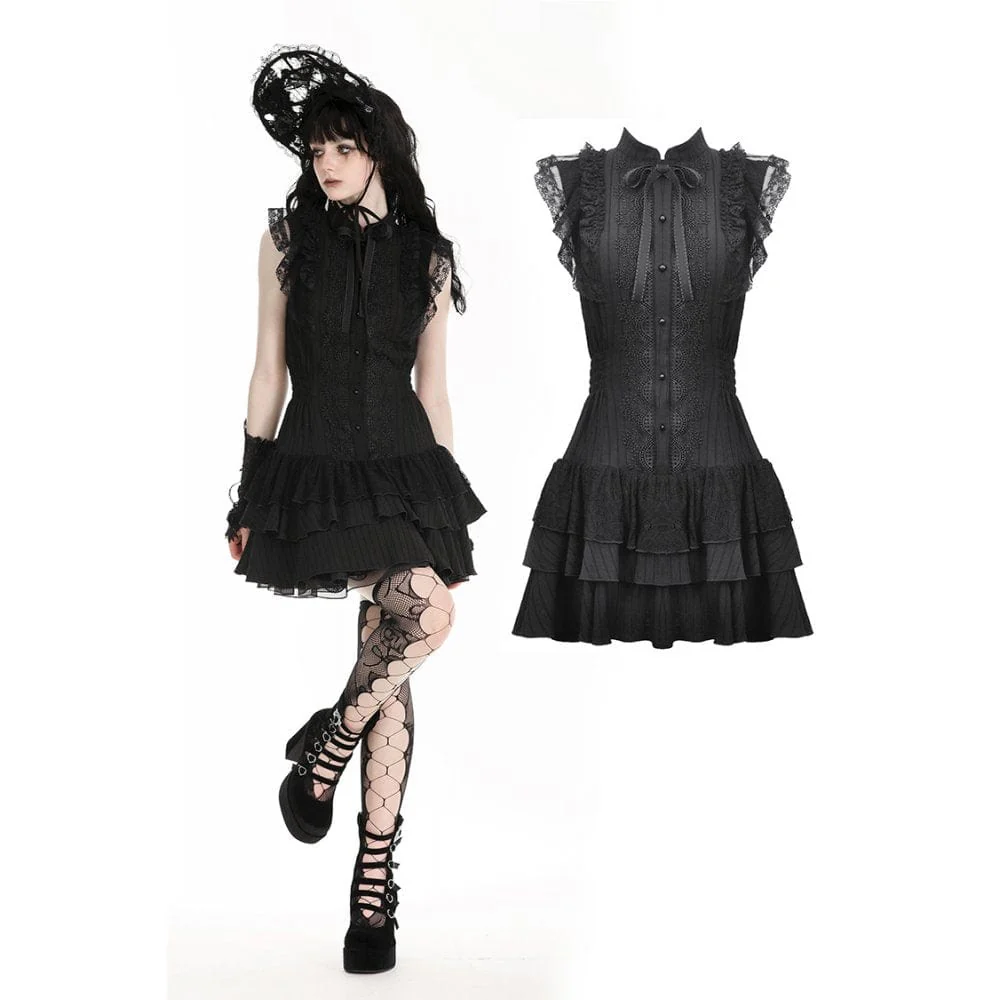Women's Gothic Cheongsam Collar Ruffled Homecoming Dress