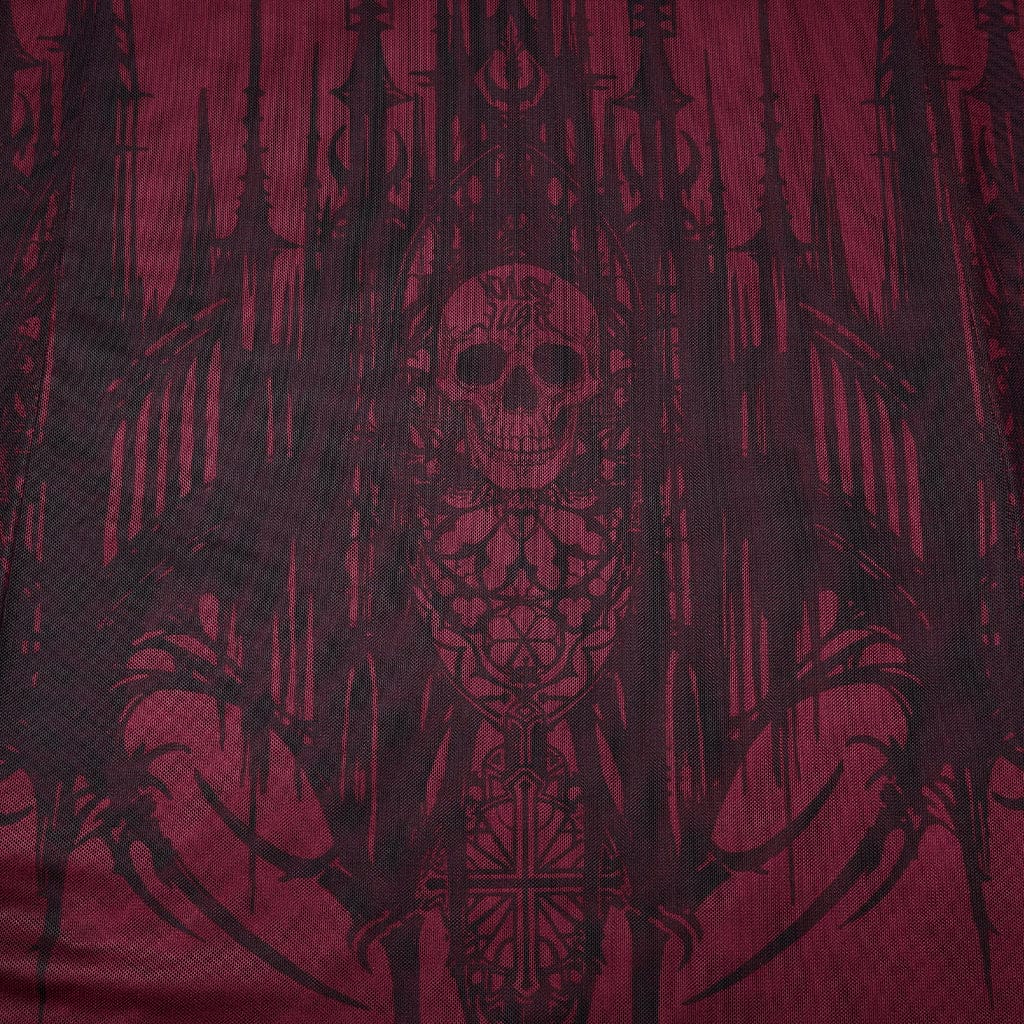 Women's Gothic Church Skull Printed Cross Halterneck Dress Graduation Dress - Image 7