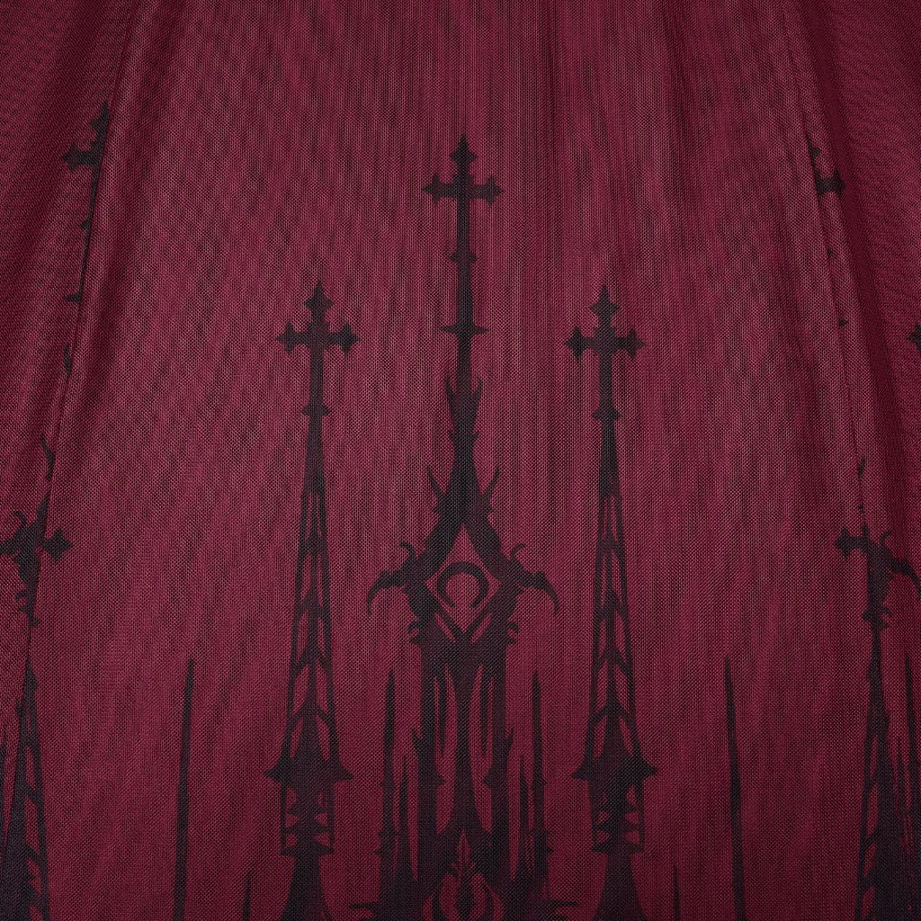 Women's Gothic Church Skull Printed Cross Halterneck Dress Graduation Dress - Image 9