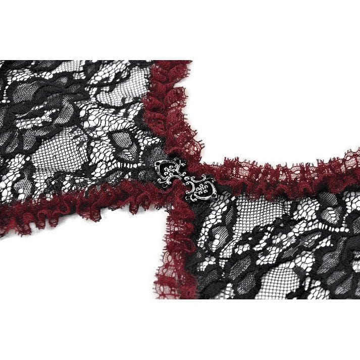 Women's Gothic Contrast Color Floral Lace Cape - Image 13