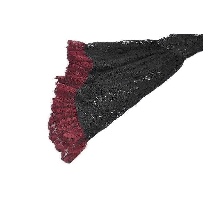Women's Gothic Contrast Color Floral Lace Cape - Image 15