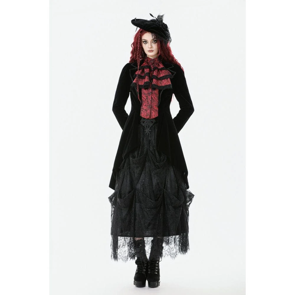 Women's Gothic Contrast Color Mock Two-piece Swallow-tailed Jacket - Image 3
