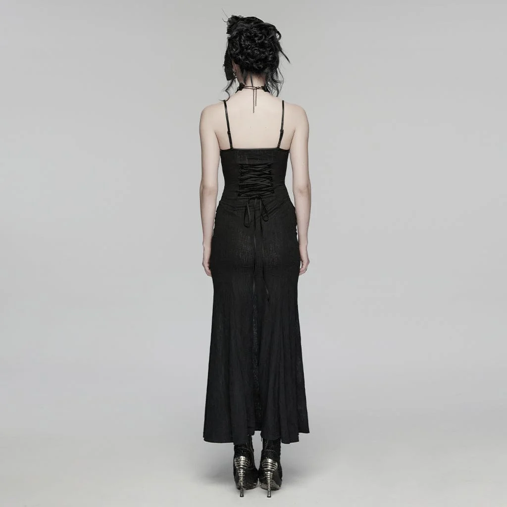 Women's Gothic Crochet Flower Slip Dress Wedding Dress - Image 3
