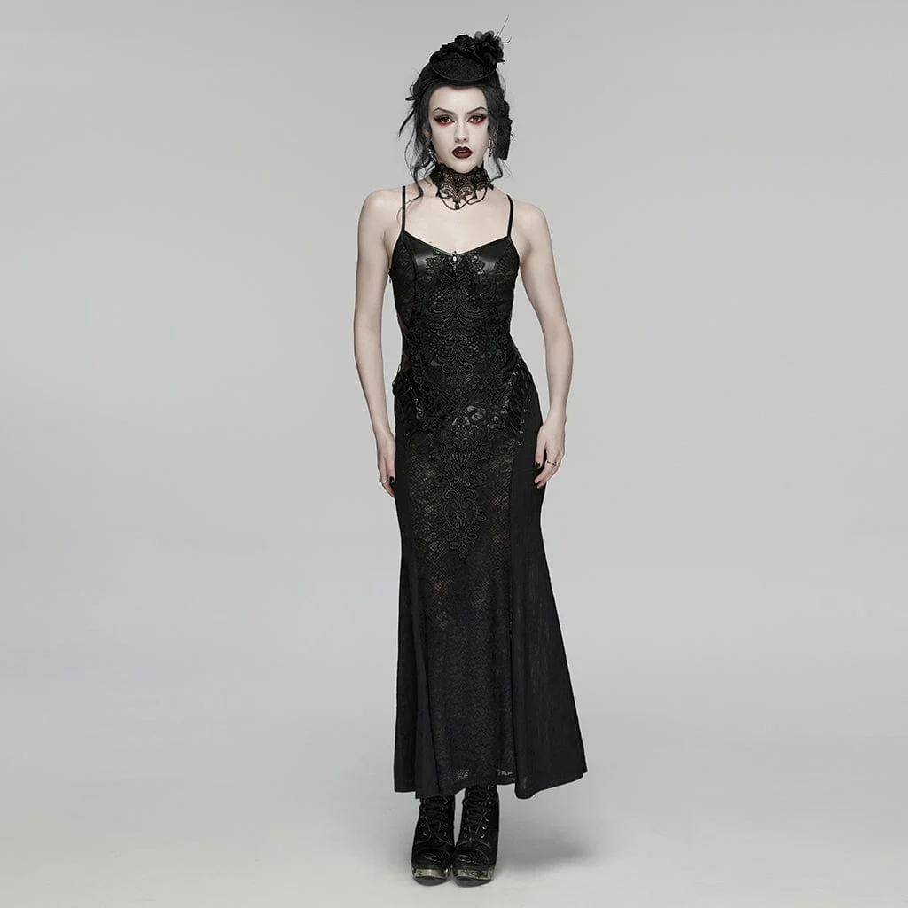 Women's Gothic Crochet Flower Slip Dress Wedding Dress - Image 4