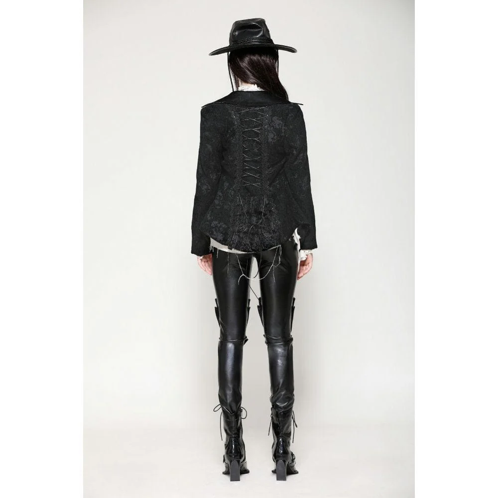 Women's Gothic Crochet Lace-up Jacket - Image 11