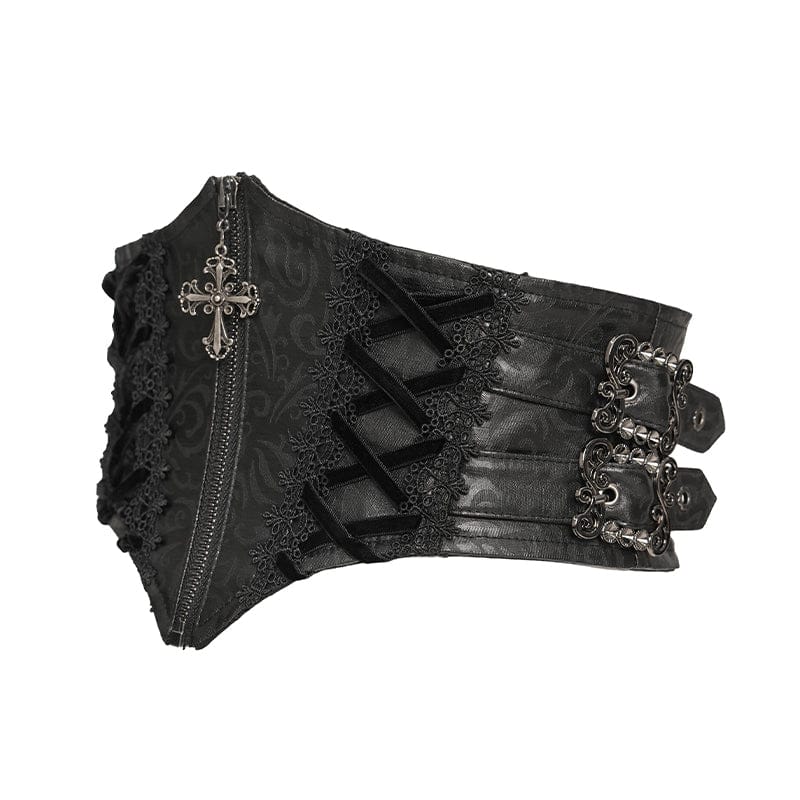 Women's Gothic Crochet Lace-up Zip Girdle - Image 8