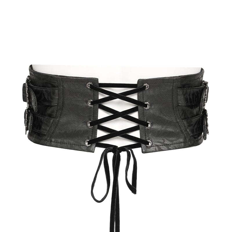 Women's Gothic Crochet Lace-up Zip Girdle - Image 9