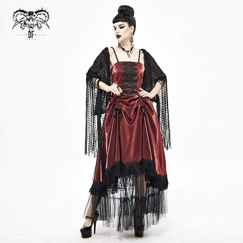 Women's Gothic Crochet Tassels Black Cloak - Image 3
