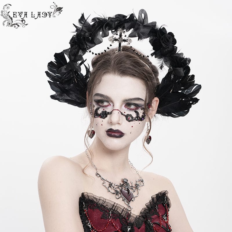 Women's Gothic Cross Feather Headwear