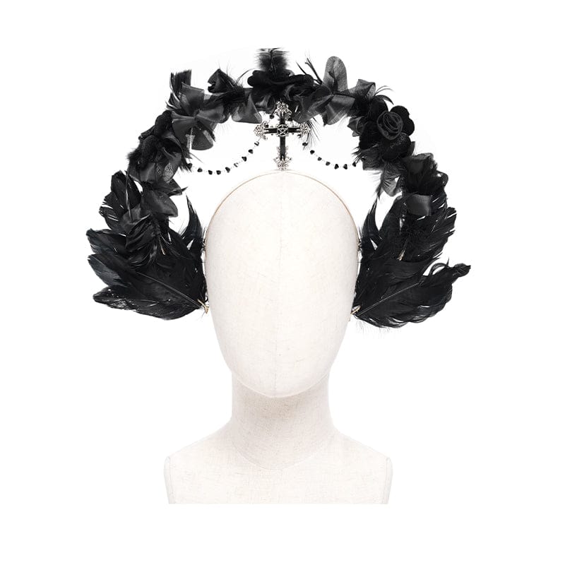 Women's Gothic Cross Feather Headwear - Image 6