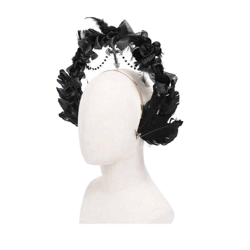 Women's Gothic Cross Feather Headwear - Image 7