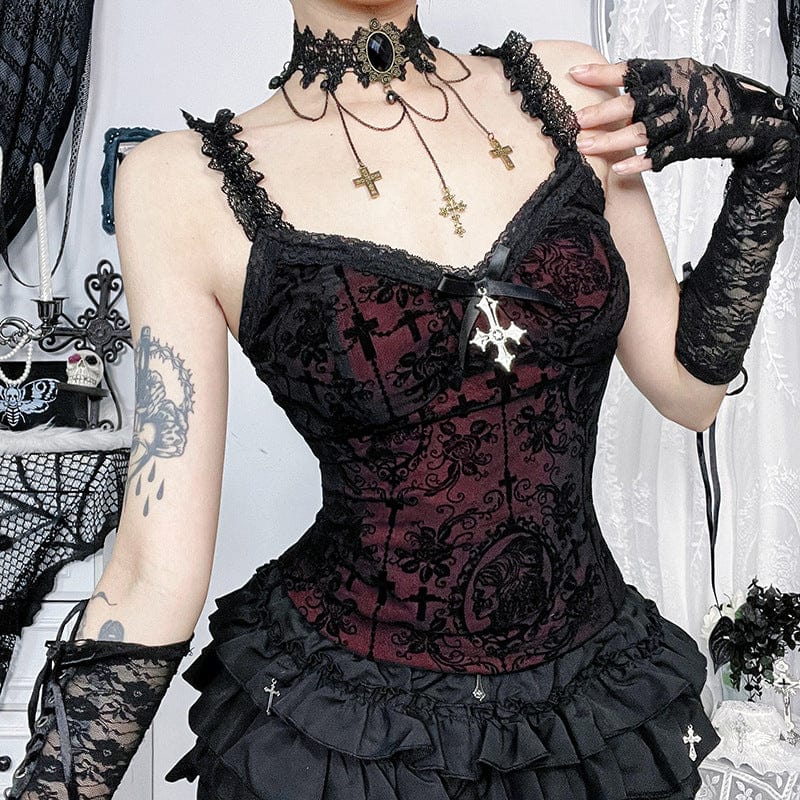 Women's Gothic Cross  Flocking Tank Top - Image 2
