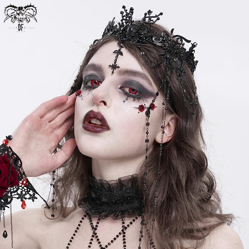 Women's Gothic Cross Floral Beaded Headwear - Image 2