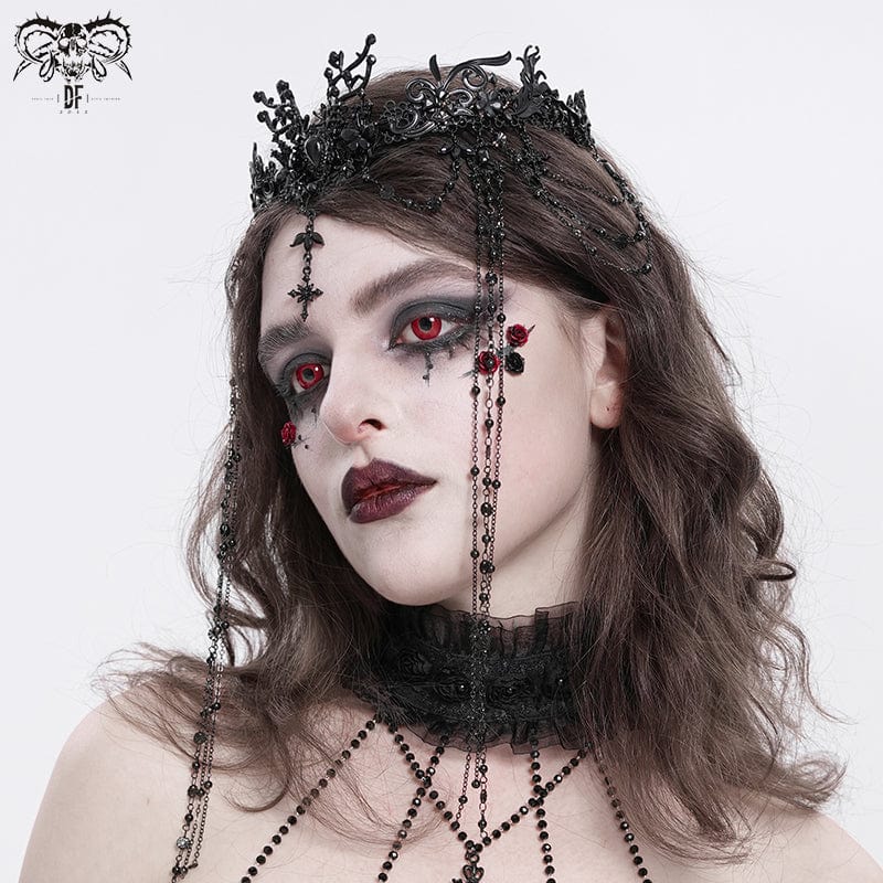 Women's Gothic Cross Floral Beaded Headwear - Image 3
