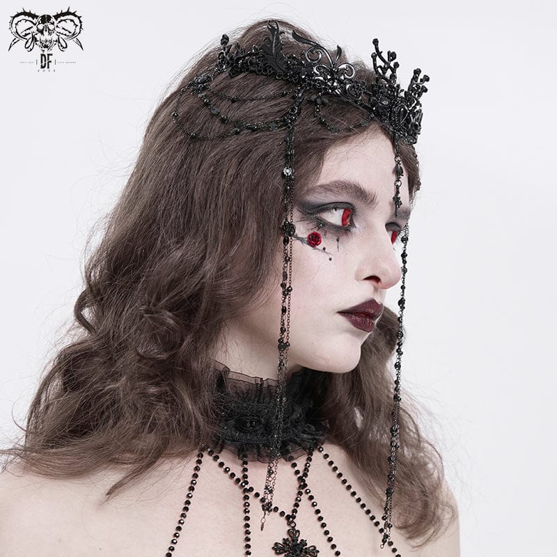 Women's Gothic Cross Floral Beaded Headwear - Image 4