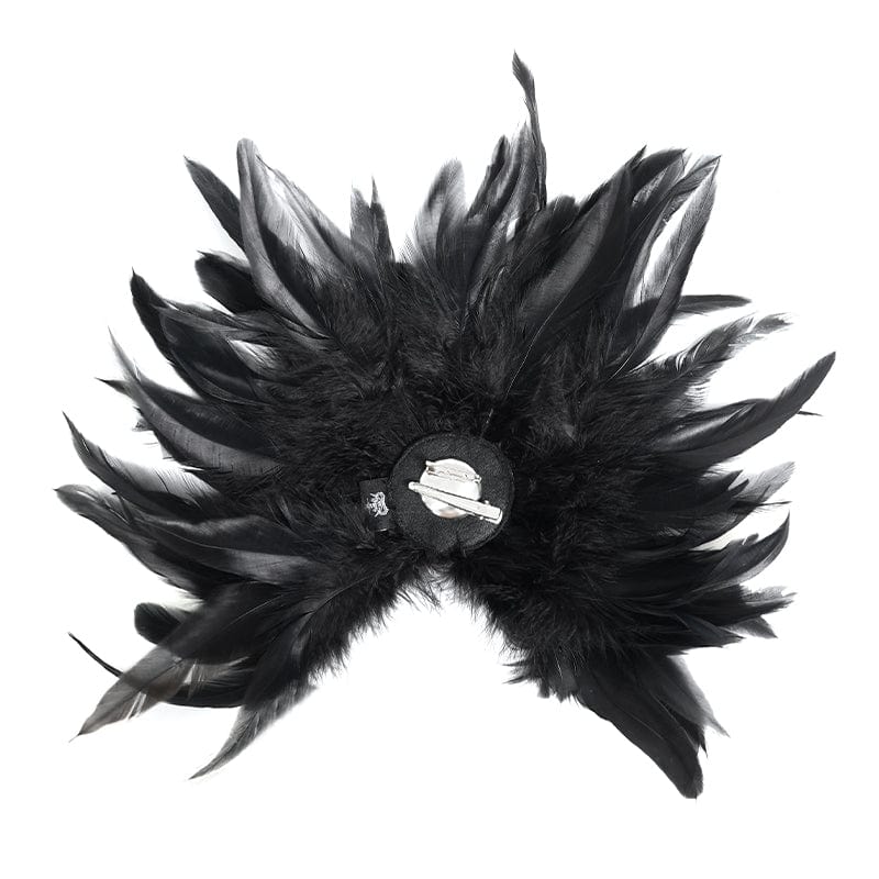 Women's Gothic Cross Floral Crochet Feather Hair Clip Brooch Badge Holder - Image 9
