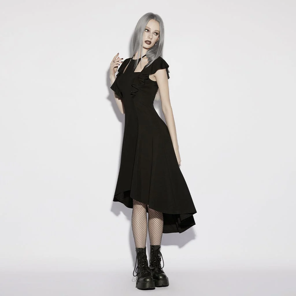 Women's Gothic Cross Halterneck High Low Dress - Image 2