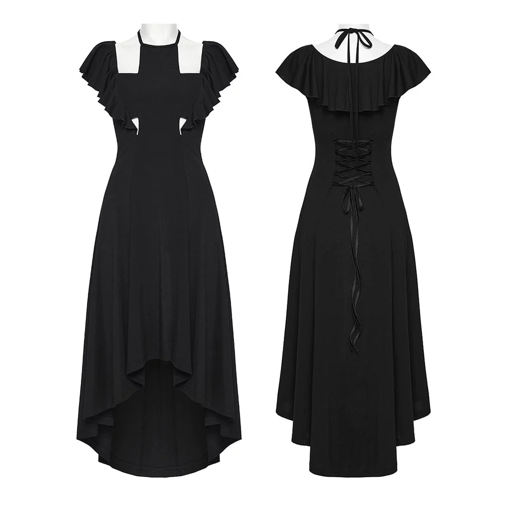 Women's Gothic Cross Halterneck High Low Dress - Image 5