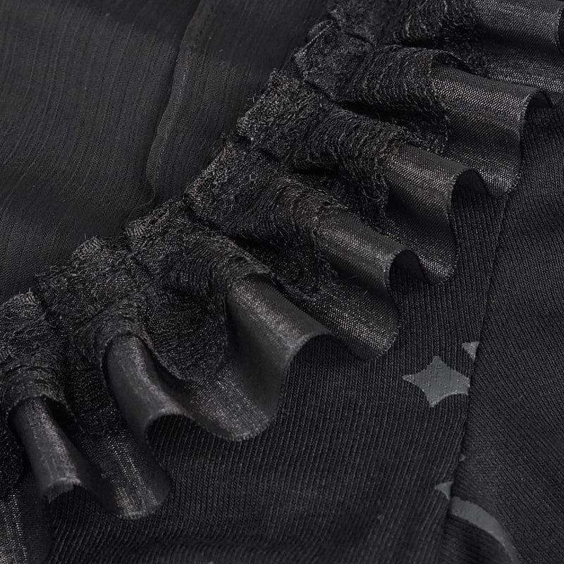Women's Gothic Cross Printed Ruffled Shirt - Image 6
