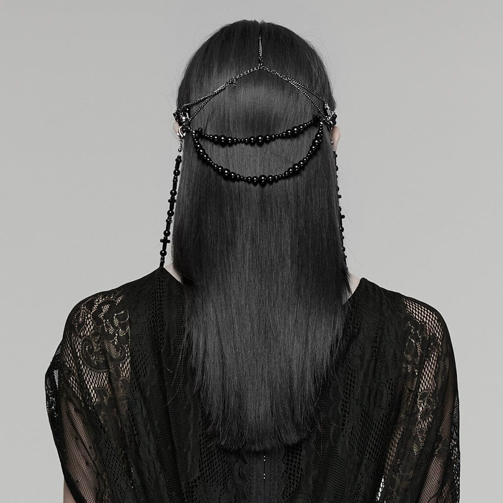 Women's Gothic Cross Tassels Chained Headwear - Image 3