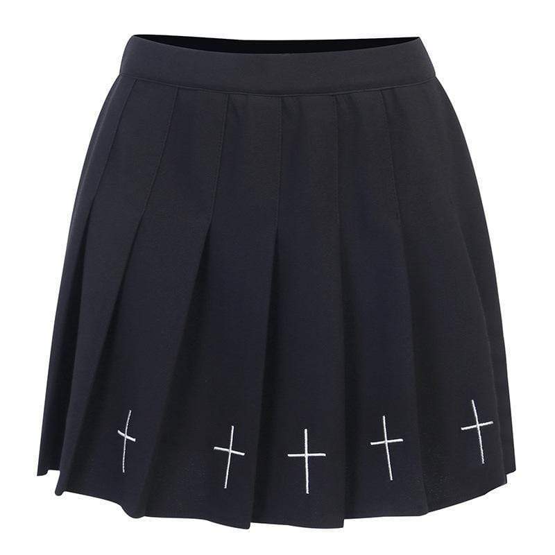 Women's Gothic Crosses Pleated Skirts - Image 5