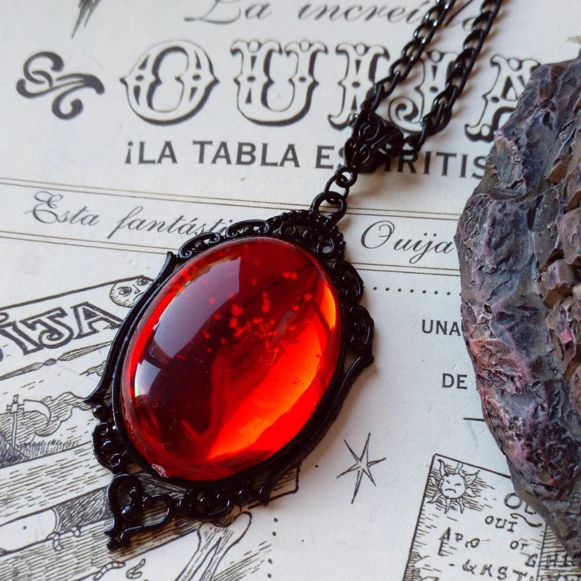 Women's Gothic Crystal Teardrop Necklace