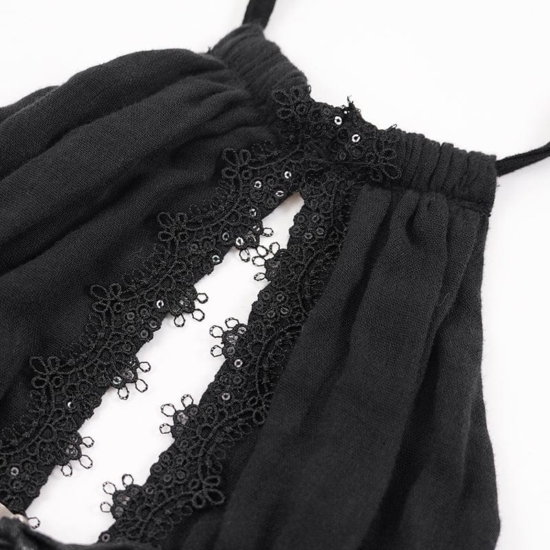 Women's Gothic Cut-out Lace Strap Maxi Dress - Image 11
