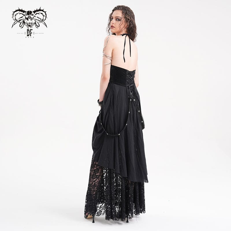 Women's Gothic Cut-out Lace Strap Maxi Dress - Image 5