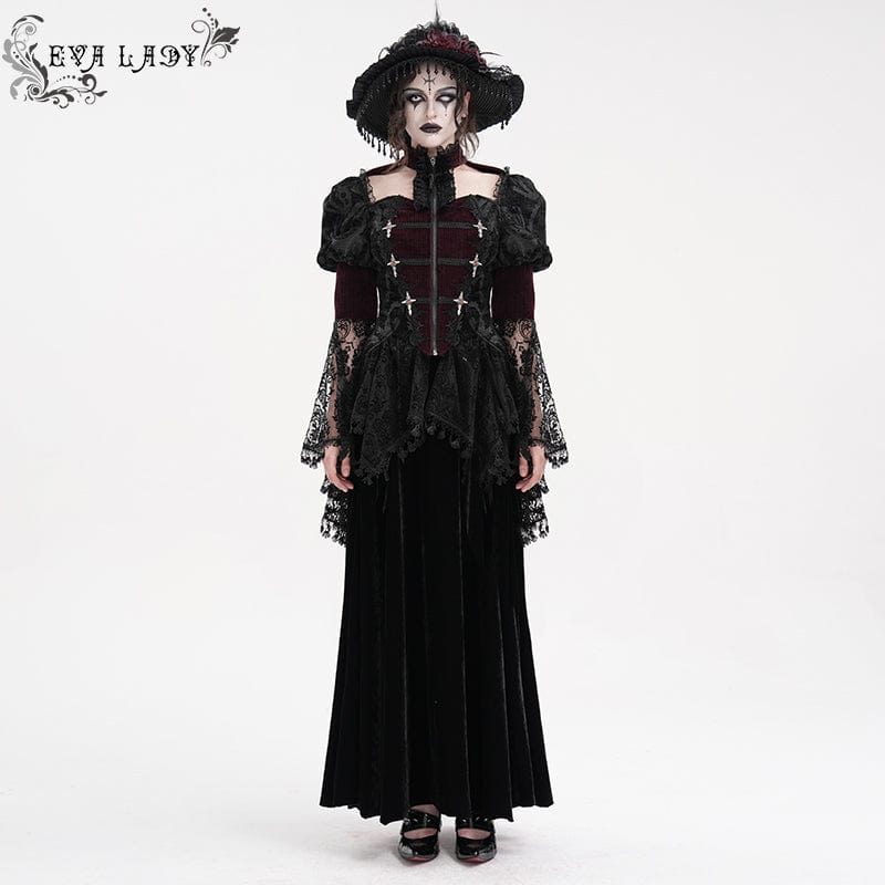 Women's Gothic Cut-out Tassels Jacket Wine Red - Image 3