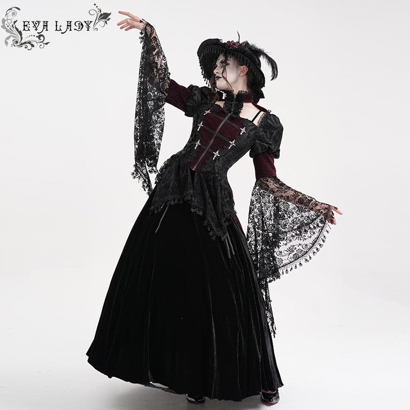 Women's Gothic Cut-out Tassels Jacket Wine Red - Image 6