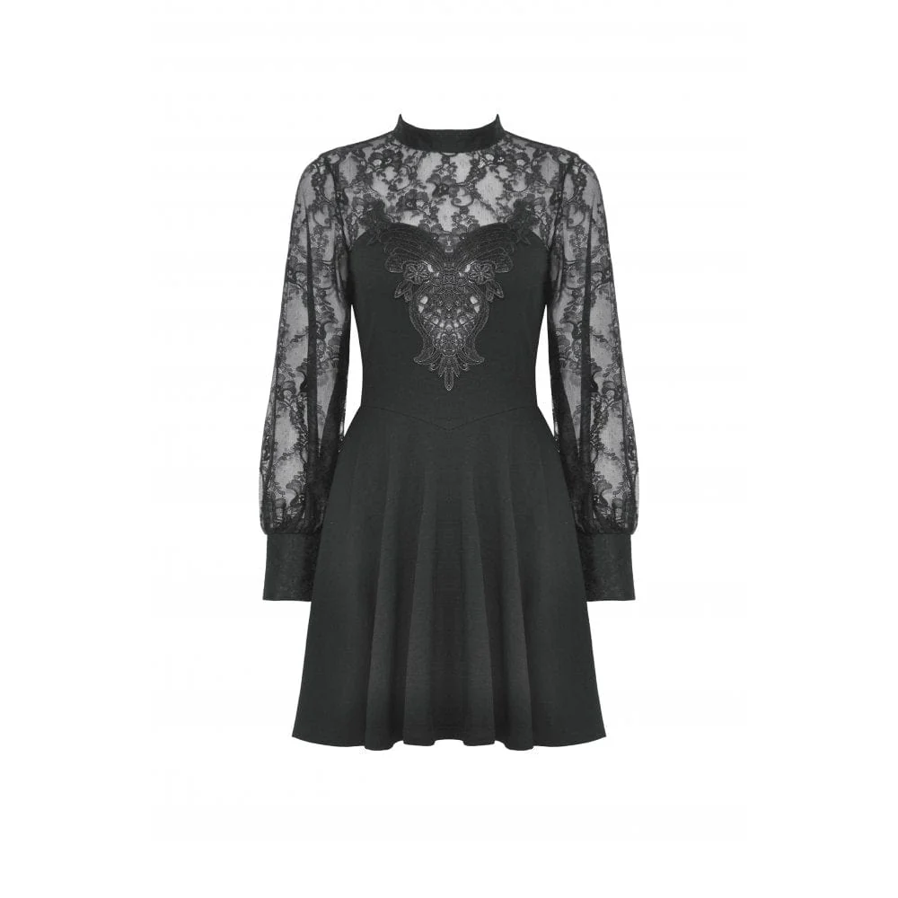 Women's Gothic Cutout Lace Splice Dress - Image 10
