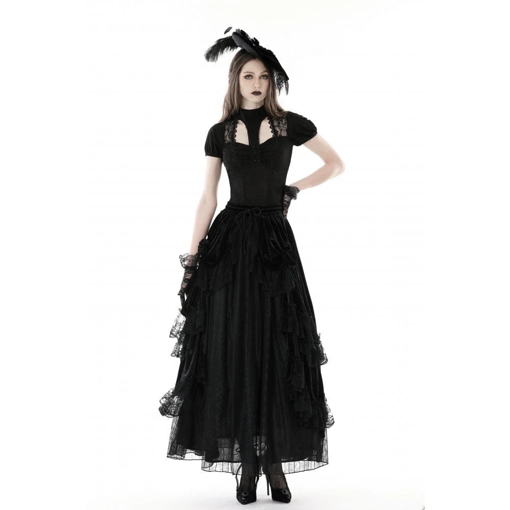 Women's Gothic Cutout Lace Splice Shirt - Image 3