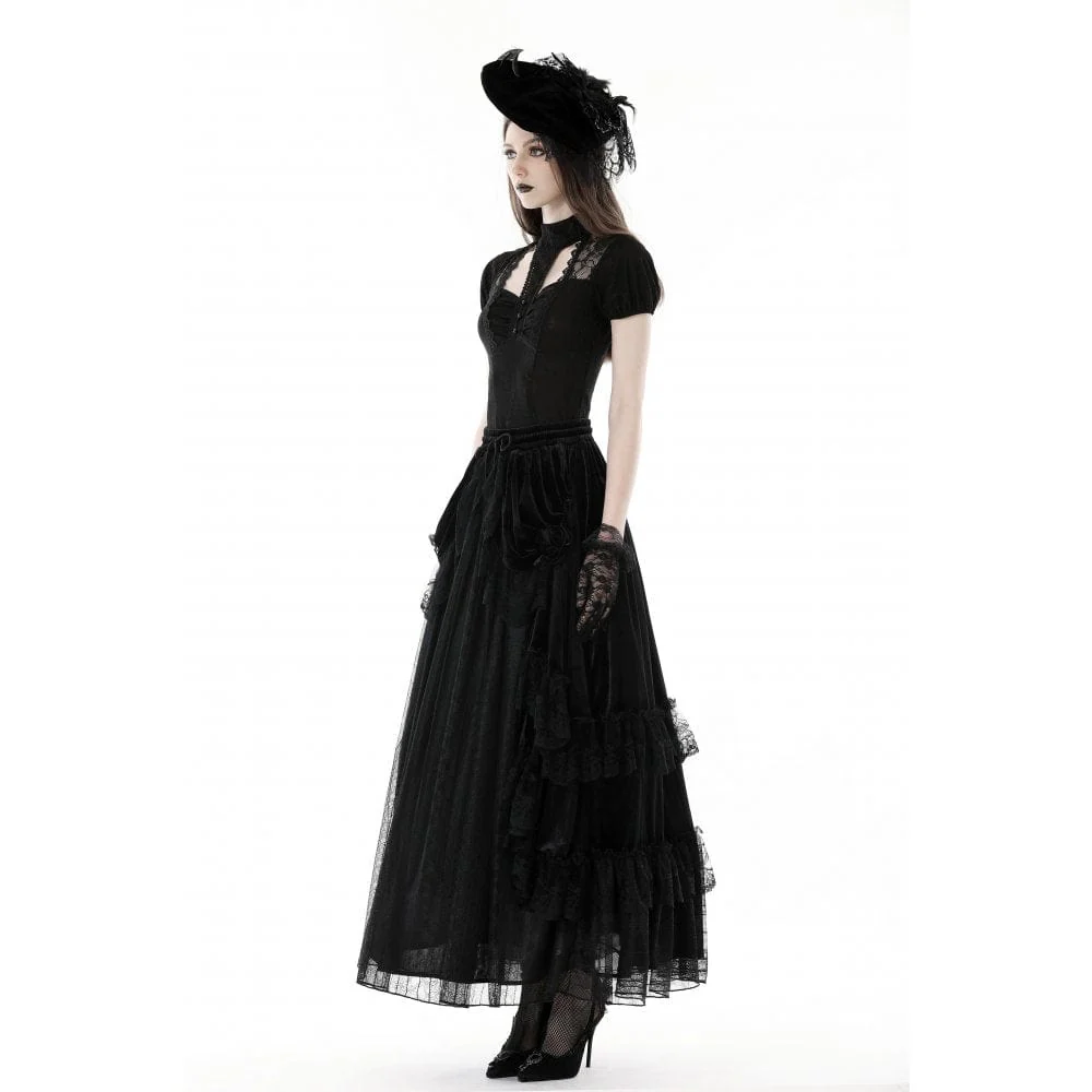 Women's Gothic Cutout Lace Splice Shirt - Image 5
