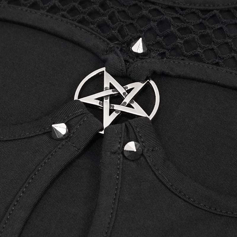 Women's Gothic Cutout Mesh Splice Top - Image 7