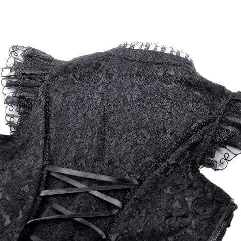 Women's Gothic Cutout Stand Collar Ruffled Tank Top - Image 14